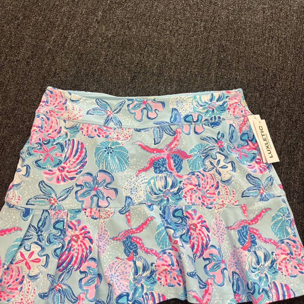 Lilly Pulitzer Women's Blue and Pink Patterned Skort